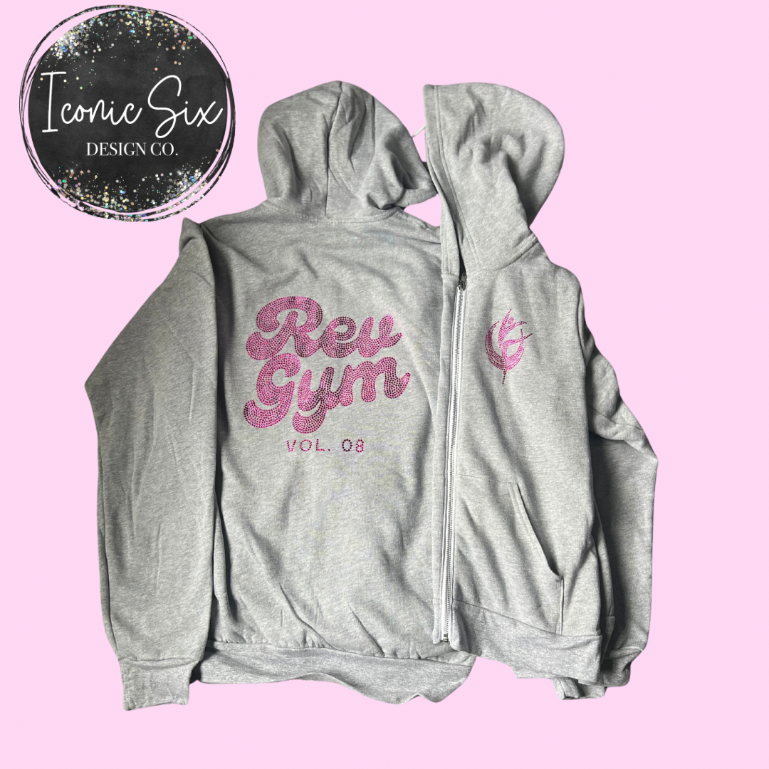 Rhinestone Zip Up