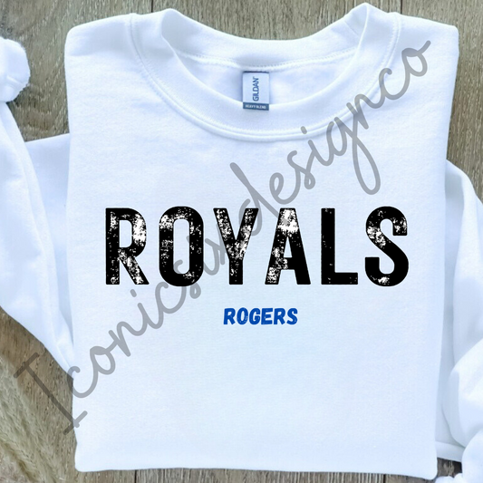 Distressed School Spirit Crew Royals