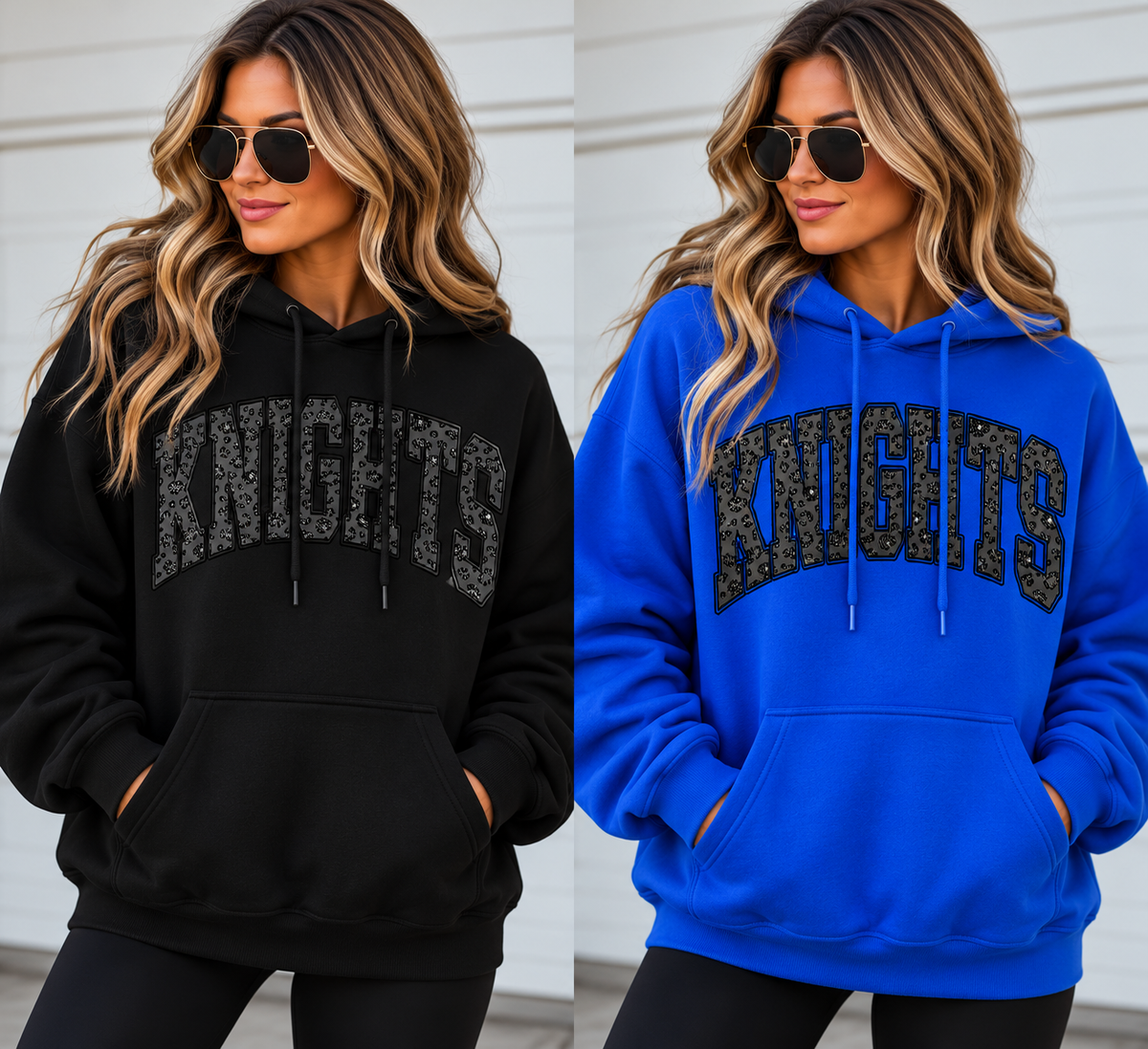 Knights Faux Glitter Leopard Print Hoodie