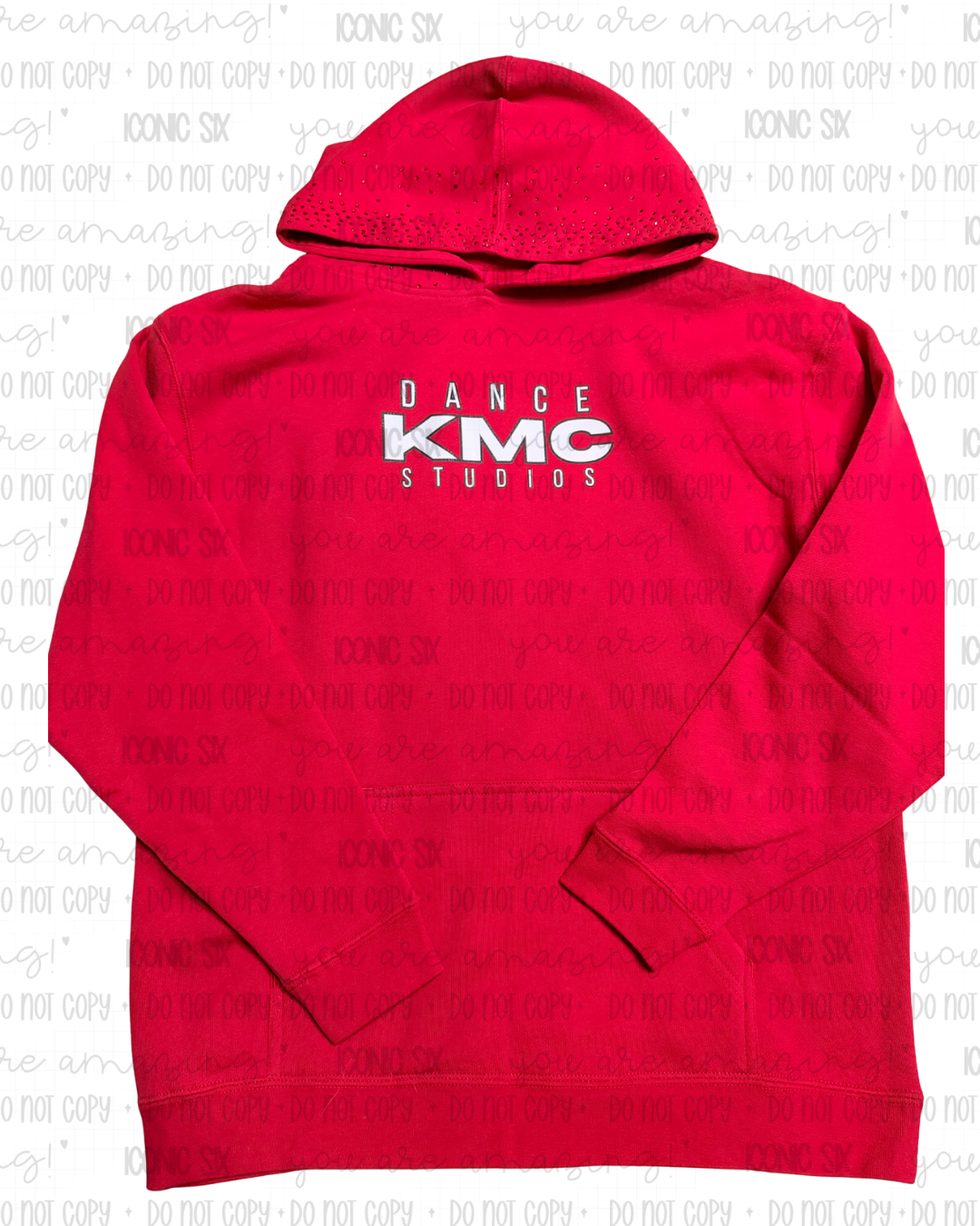 Red KMC Hoodie *rhinestone hood*