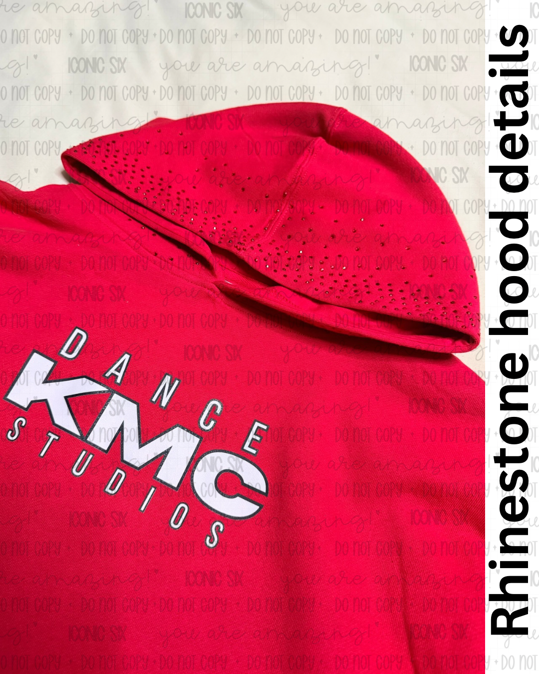 Red KMC Hoodie *rhinestone hood*