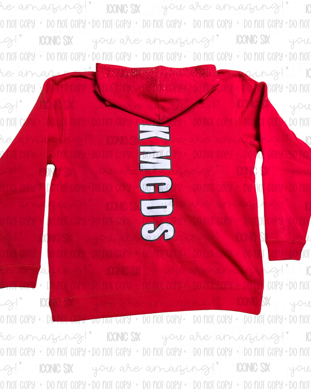 Red KMC Hoodie *rhinestone hood*