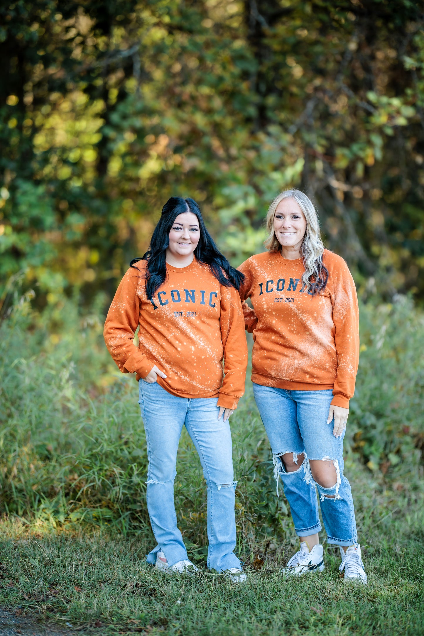 Burnt Orange Bleached Iconic Crew