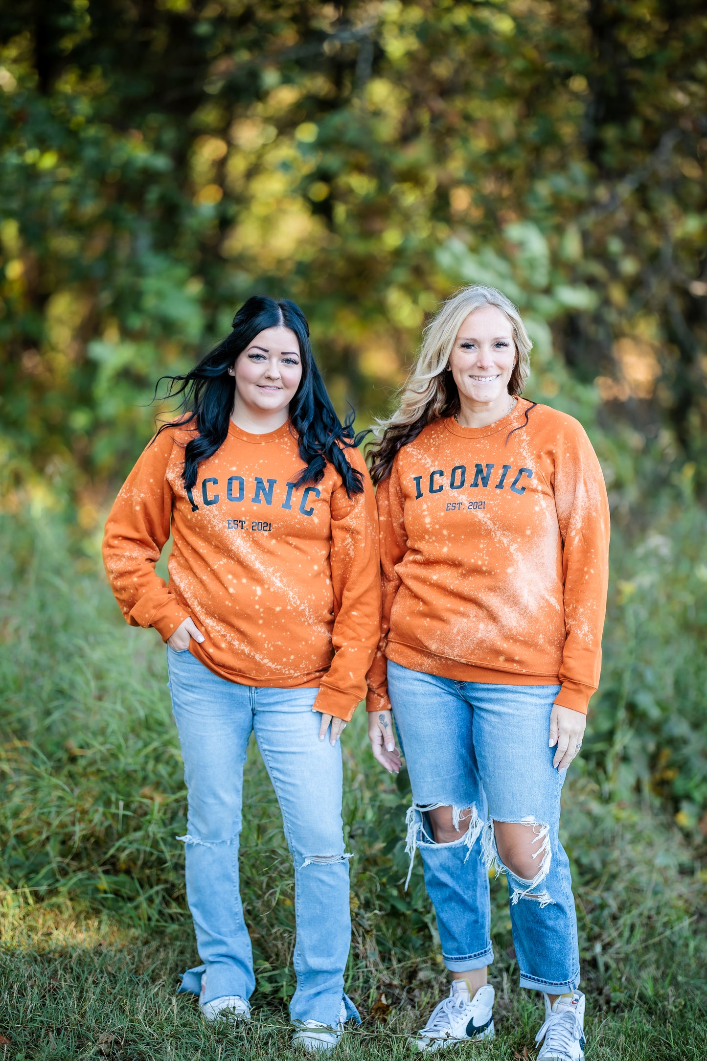 Burnt Orange Bleached Iconic Crew