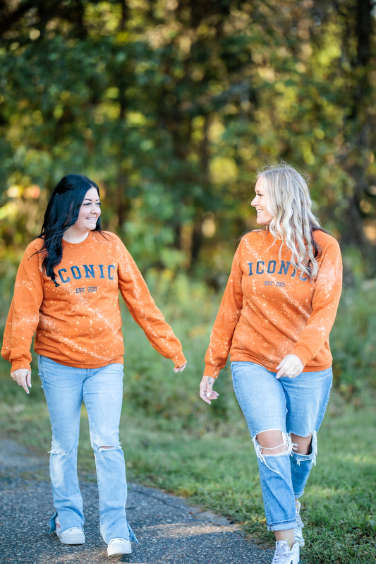 Burnt Orange Bleached Iconic Crew